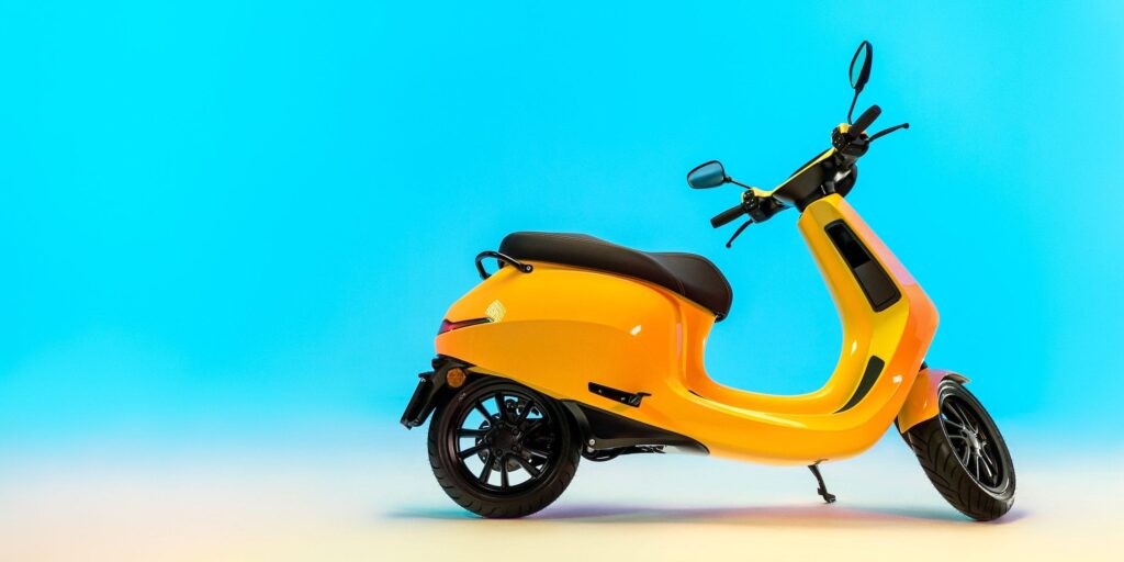 Yellow colour AppScooter with light blue background