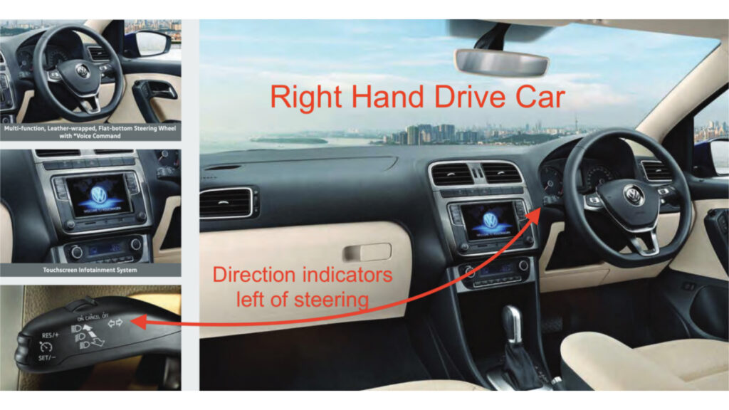volkswagen indicator controls are on the left side for right hand driving cars